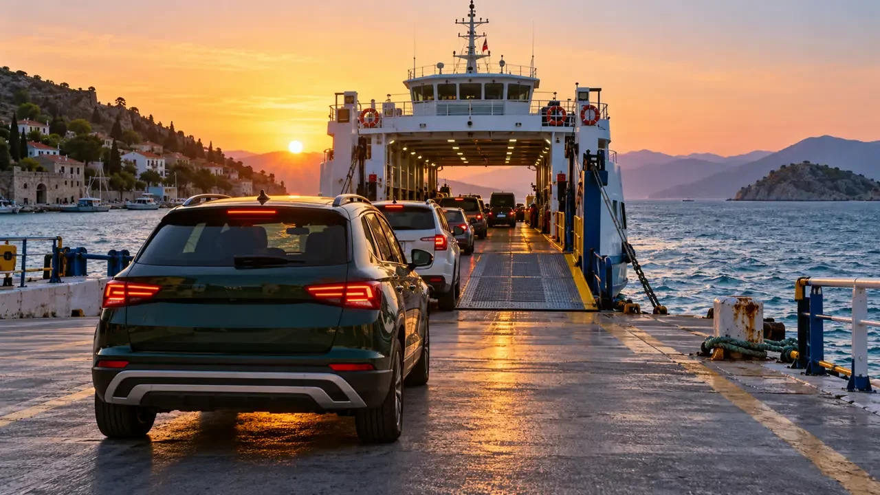 Kara yolu başlangıcı ile Feribot iskelesi arasında kiralık araç yolculuğu